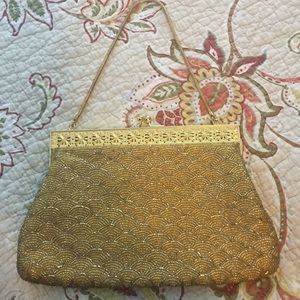Vintage beaded Jem gold handbag evening